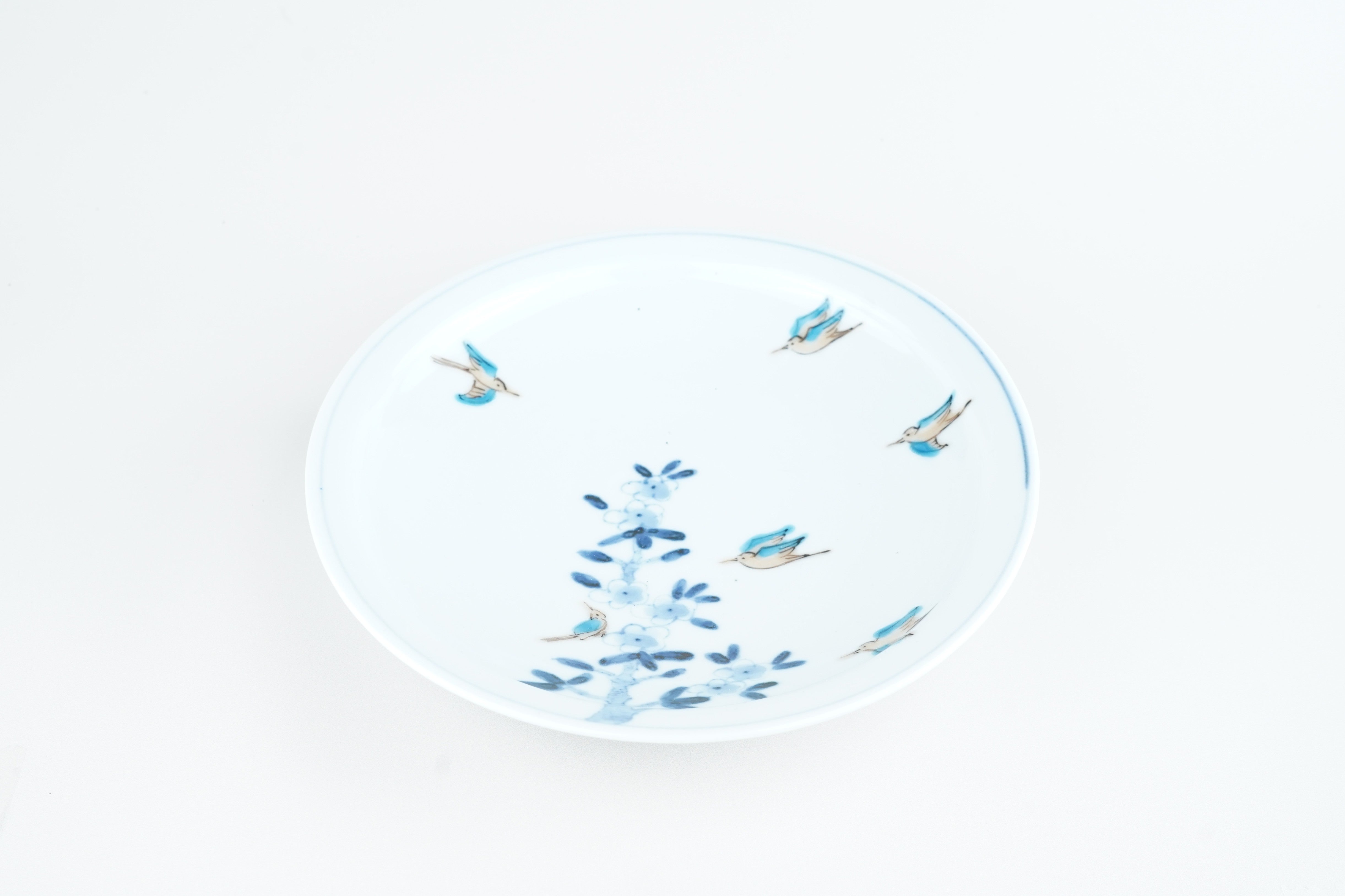 Iroe Plate with Flowers and Birds (18cm) – Naoko Shimizu