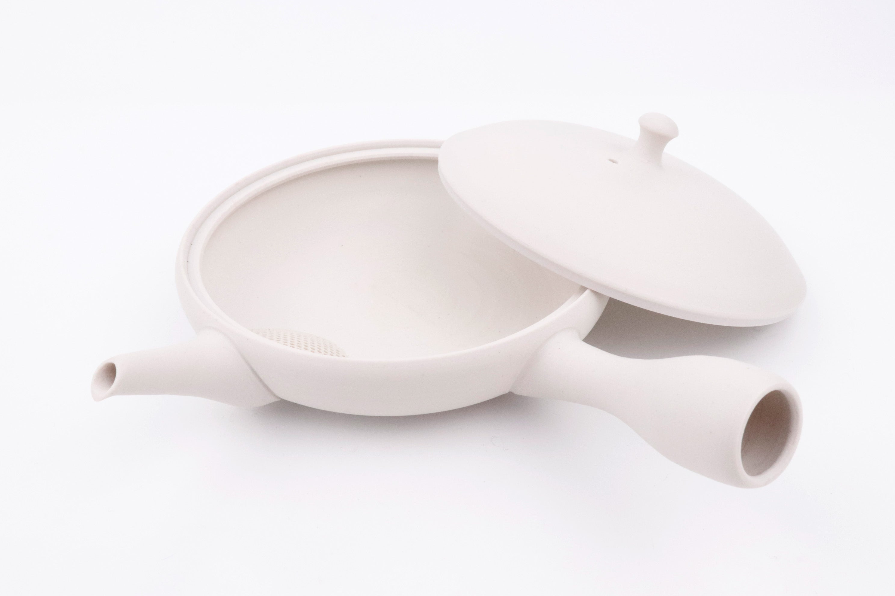 【Japanese Teapot】White Flat Kyusu (Junzo Maekawa)