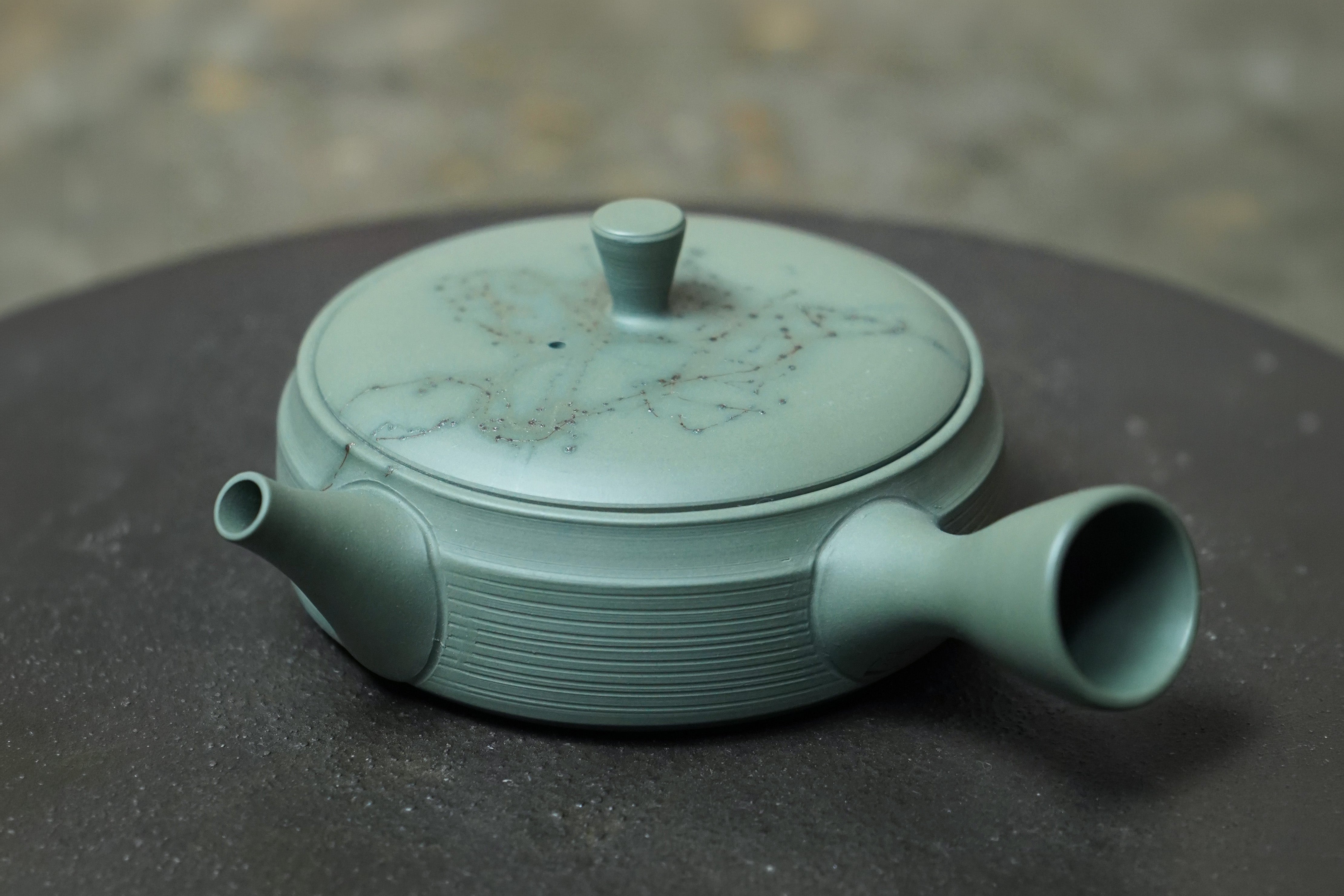 Green Clay Straight-Sided Kyusu (Mo-gake)