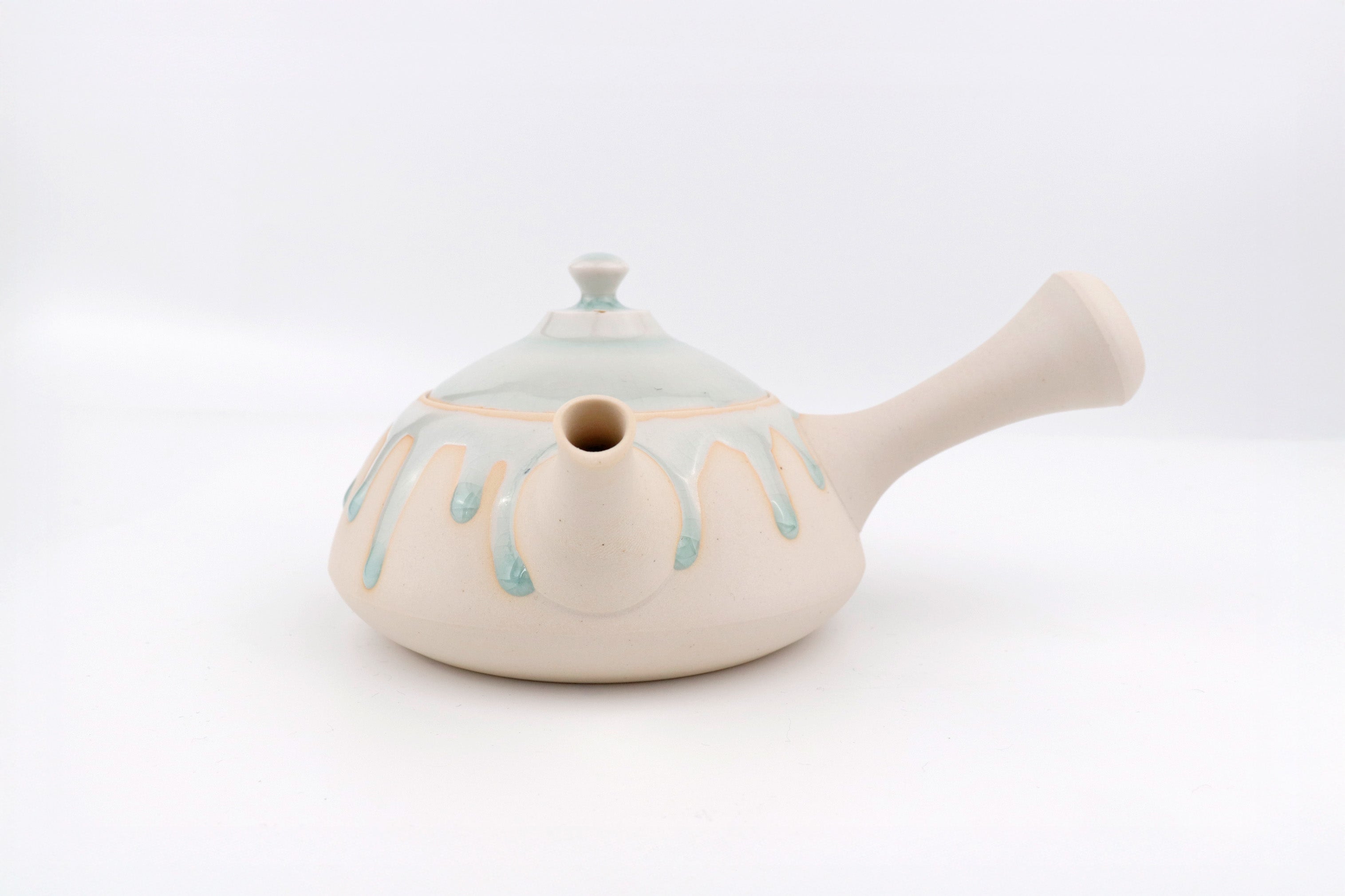 常滑焼急須】灰青磁平三面急須 (藤田徳太) - 日本茶専門店YUGEN